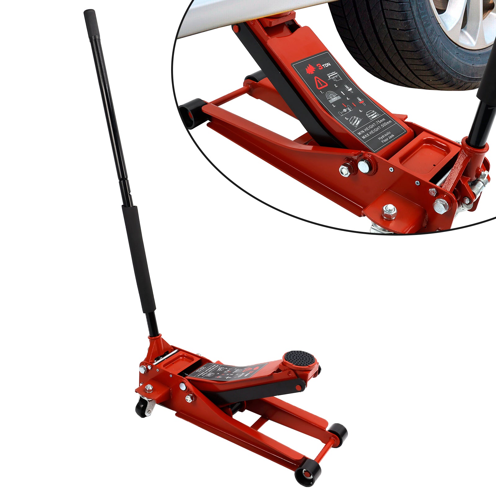 Auto 3 Tonnen Aluminium &amp; Stahl Boden Jack Mit Dual Kolben Quick Lift Pumpe Lift Auto