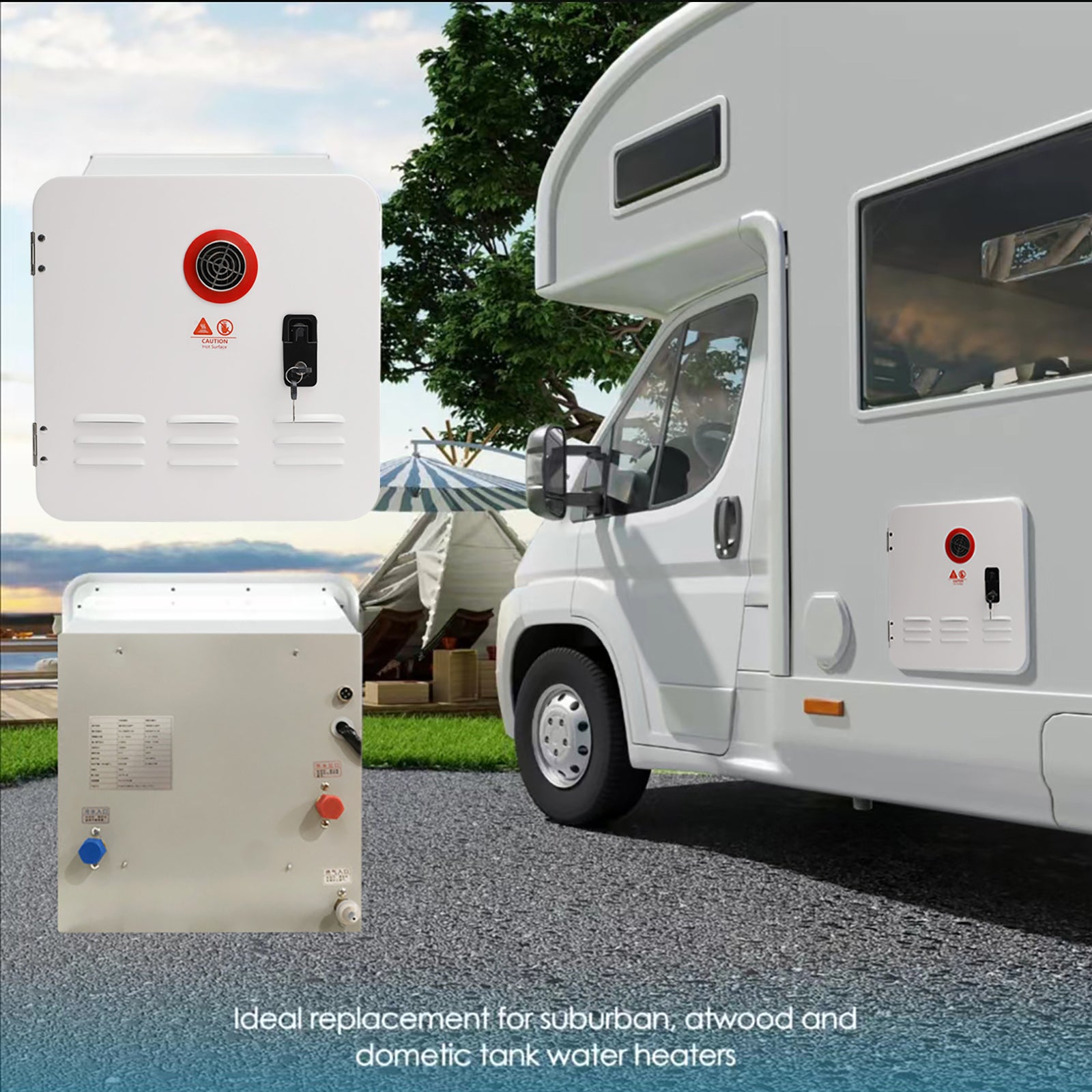 RV Water Heater with Instant Hot Water for Motorhomes Campers Energy Efficient 65000BTU with Controller/Shower Accessories New Year Sale