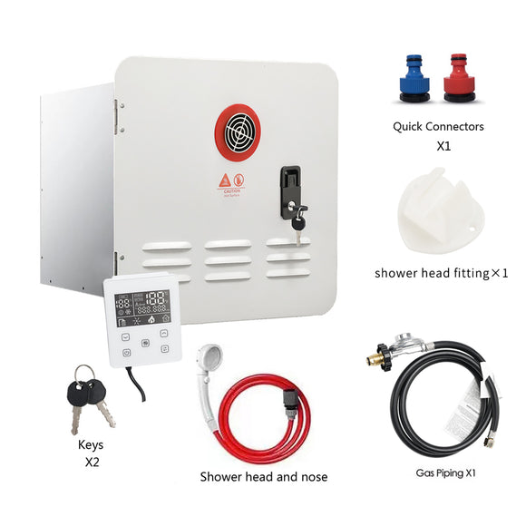 RV Water Heater with Instant Hot Water for Motorhomes Campers Energy Efficient 65000BTU with Controller/Shower Accessories