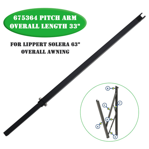 Lippert Solera 63 Inch Overall Awning 675364 Pitch Arm Overall Length 33 Inch