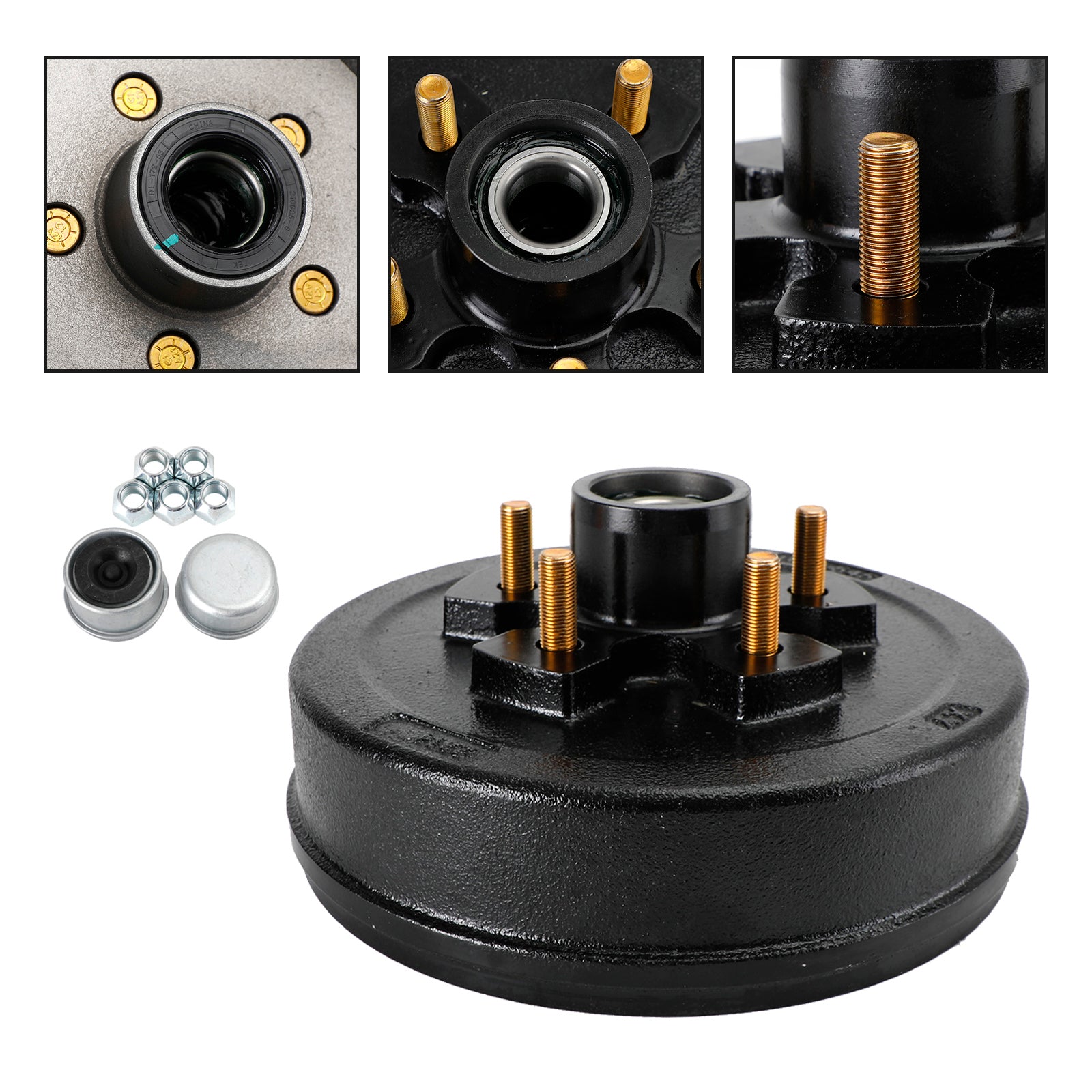 3.5K Axles -10"-5 on 4-1/2-Pre-Greased Grease Trailer Hub and Drum Assembly - 0