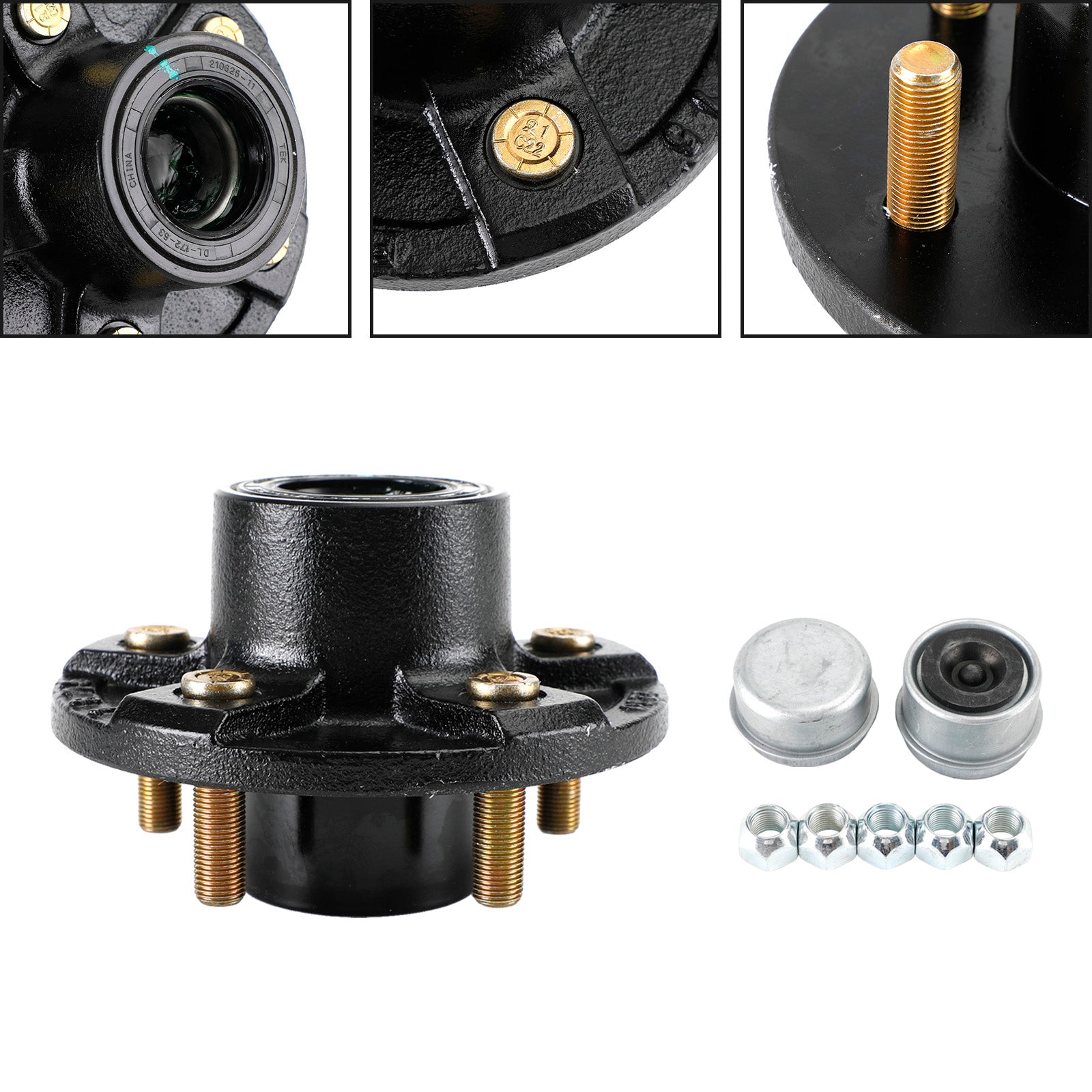 Grease Trailer Idler Hub Assembly for 3.5K Axles - 5 on 4-1/2 - Pre-Greased,Fits 3.5K E-Z Lube and etrailer Easy Grease axles