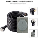 50Amp Generator Cord 25FT+Power Inlet Box RV Extension Cord Waterproof Combo Kit-2