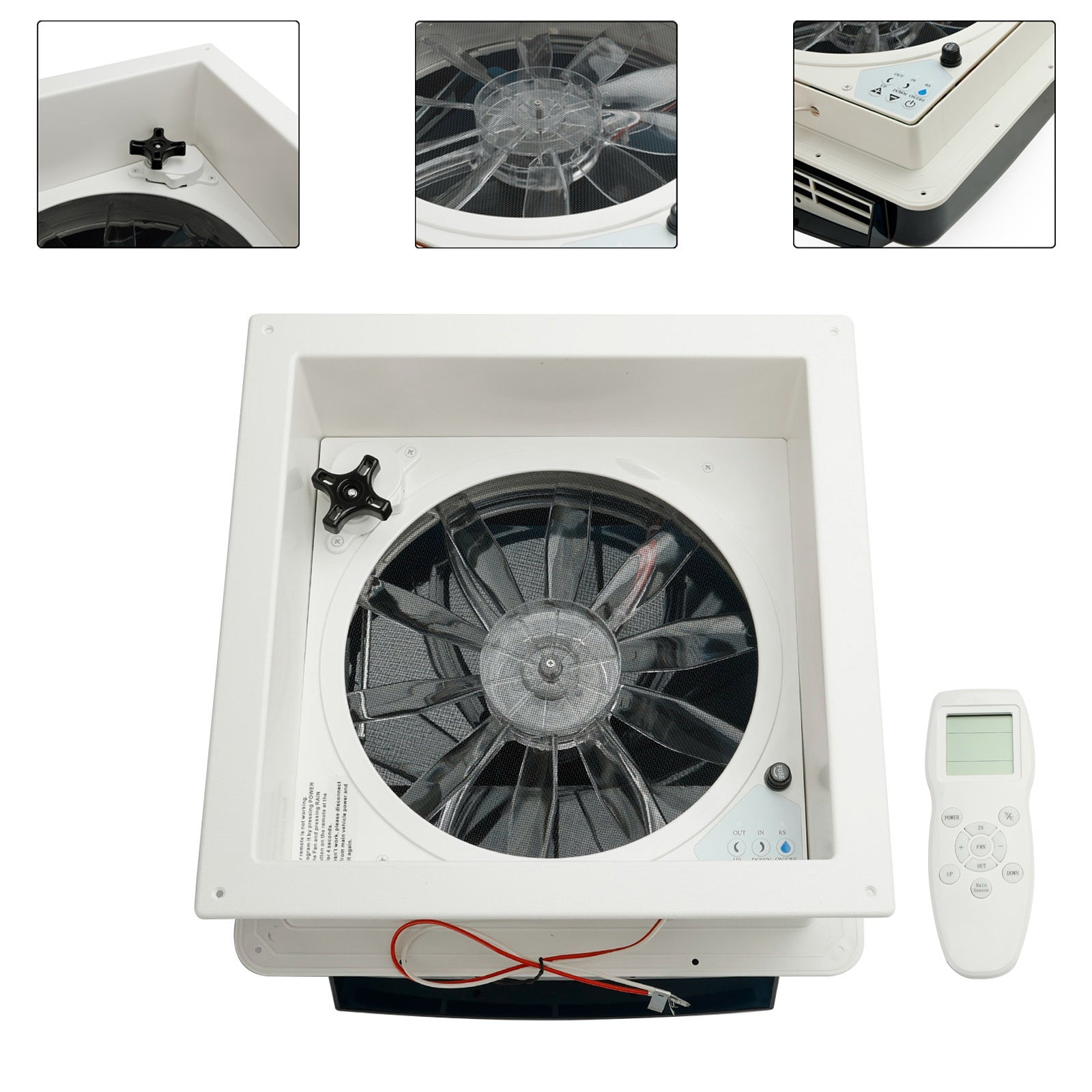 14" 12V Skylight Vent Fan for RV and Caravan featuring Remote Control and Adjustable Speed Options