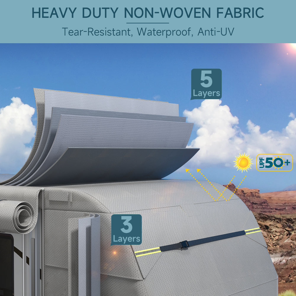 5 Layers Camper Cover 27'-30' Travel Trailer RV Cover Windproof Extra Thick  with Adhesive Repair Patches Christmas Sale