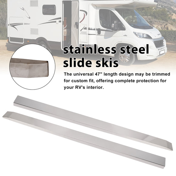 RV Camper 2 Pcs Stainless Steel RV Slide Out Ski Set Slide Out Stabilizers