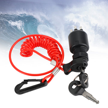 Ignition Key Switch & Safety Lanyard fit for Johnson Evinrude 5005801 175974 - 0