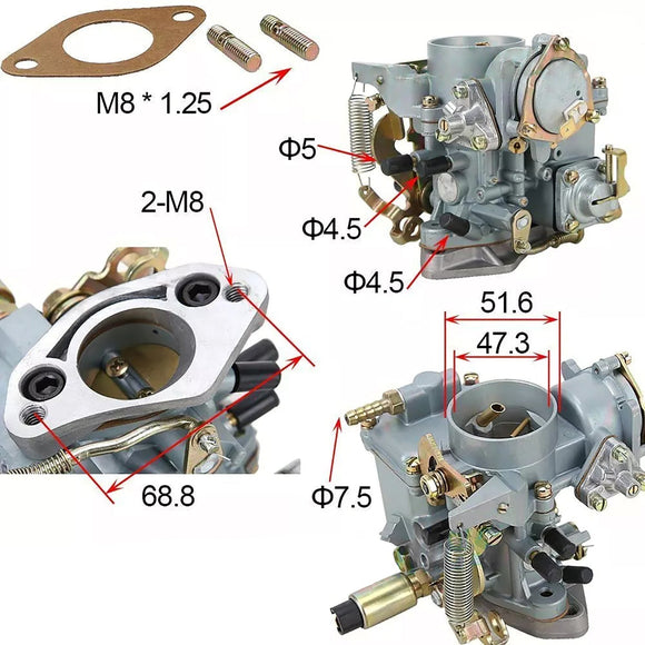 Volkswagen Beetle 30/31 PICT-3 Type 1&2 Bug Bus Ghia Carburetor W/ Gasket 113129029A