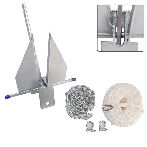 Kit Galvanized Boat Anchor 8Lbs Sliding Anchor & Chain & Rope Silver For Boat