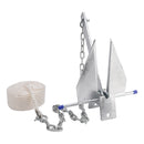 Hot-Dipped Boat Anchor Kit 10Lbs Sliding Anchor & Rope Set Silver Fits For Boat-8