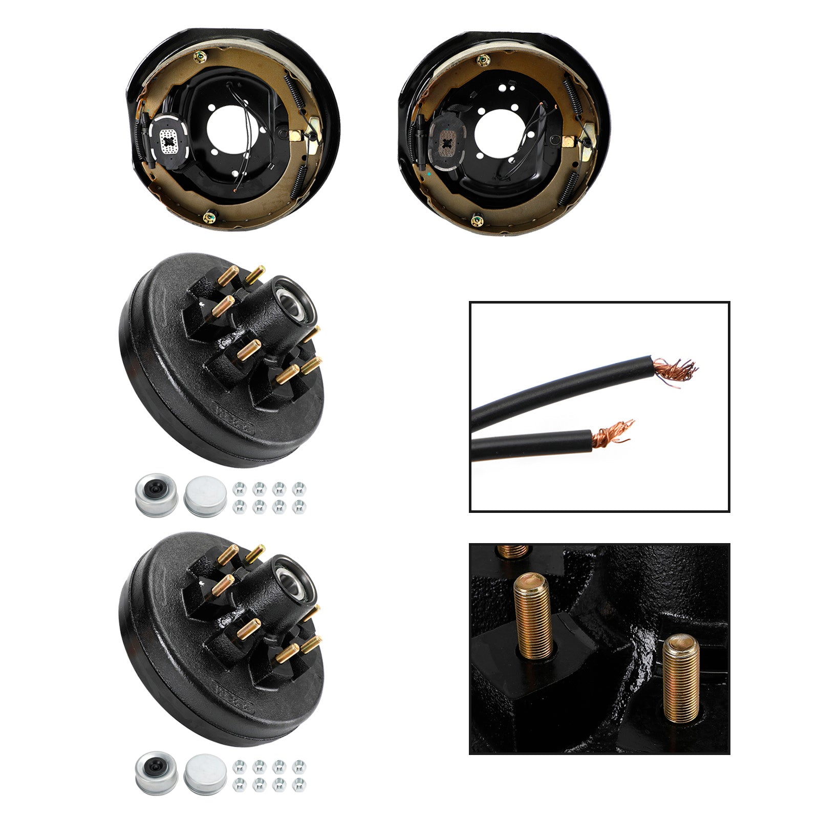 Kits de tambour de remorque 12"-8 sur moyeu 6,5 avec freins électriques 12" x 2" pour essieu 5,2K-7K