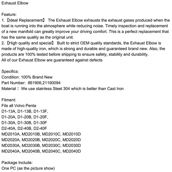 Edelstahl-Auspuffkrümmer für Volvo Penta 21190094 861906