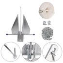 Hot-Dipped Boat Anchor Kit 10Lbs Sliding Anchor & Rope Set Silver Fits For Boat-5